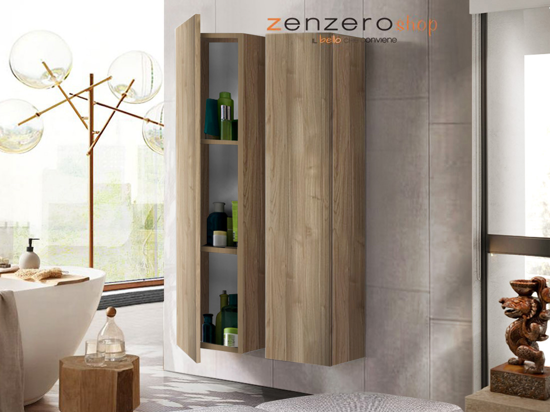 Pensili bagno sospesi, finitura Noce Stelvio