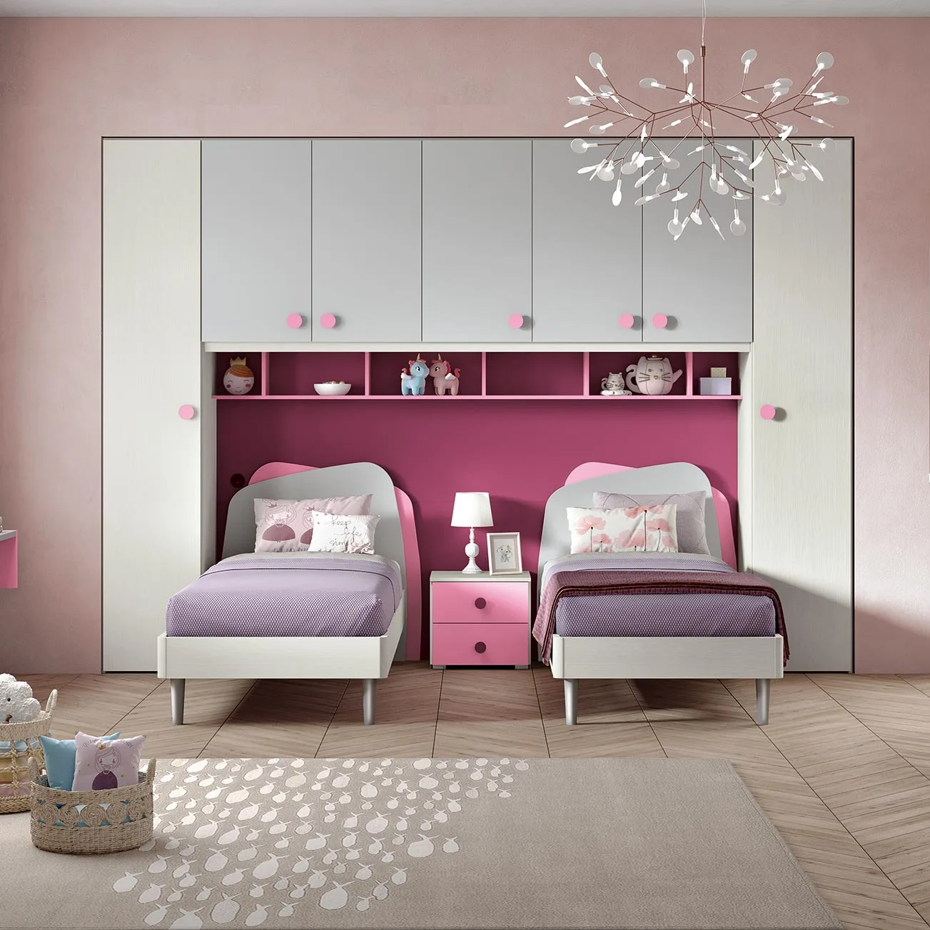 cameretta doppio ponte rosa