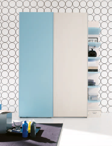 Armadio per camerette con 2 ante scorrevoli i in finitura Larice e Turchese LACCATO