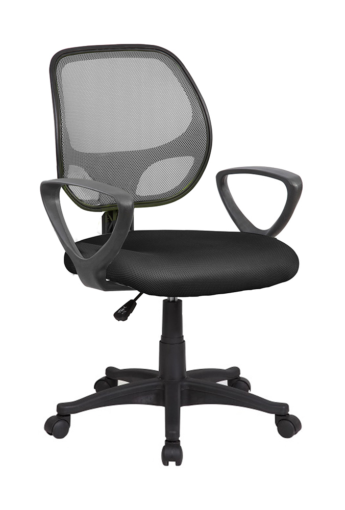 Poltrona operativa da ufficio con braccioli, Grigia e Nera