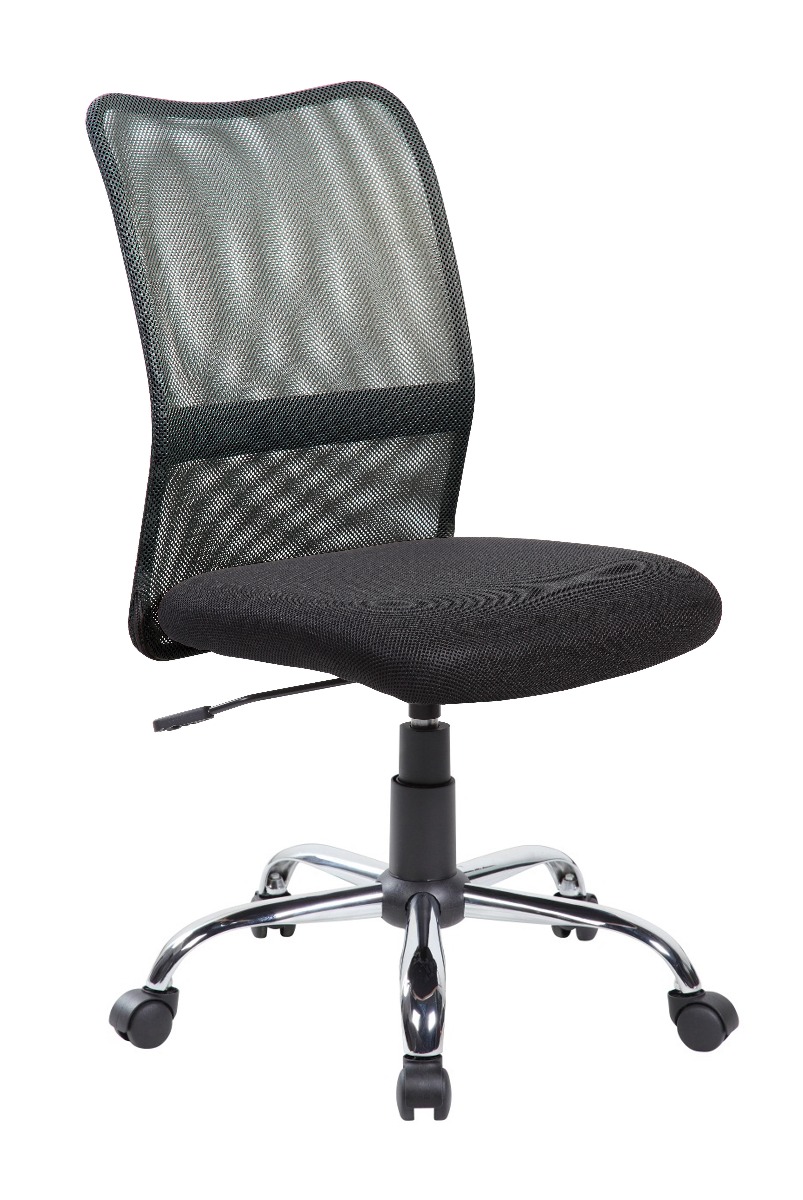 Poltrona operativa da ufficio con schienale curvo, Nera