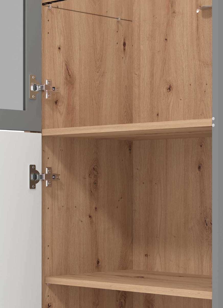 Vetrina stretta 2 ante, finitura Rovere e Grigio grafite