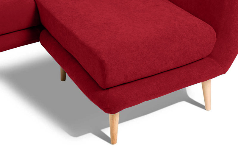 Divanetto moderno Elbrus con gambe in legno, 2 posti maxi, finitura Rossa