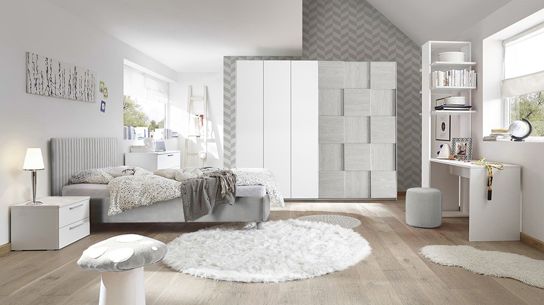 Letto matrimoniale Like grigio in legno