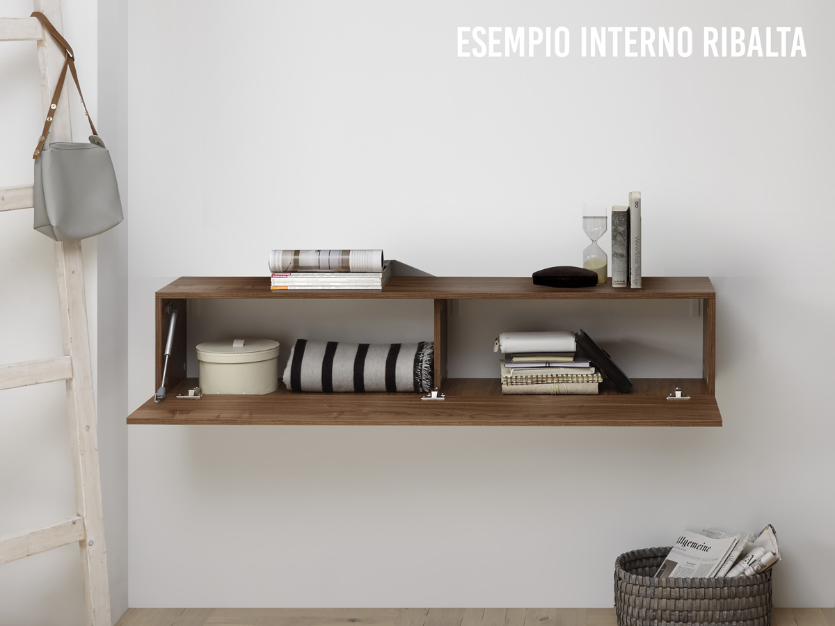 Parete attrezzata moderna, 6 ante battenti, finitura Bianco Lucido