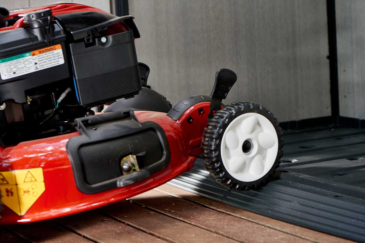 Baule da esterno Quercia, porta attrezzi per giardino, capacità 1400L