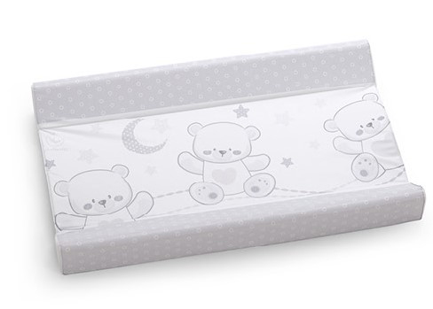 Culla Mr.Bear bianca e grigia con ruote, decori con orsetti