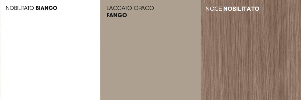 Credenza Moderna, Madia di Design con piedini in vetro, 3 ante, Noce, Bianco e fango