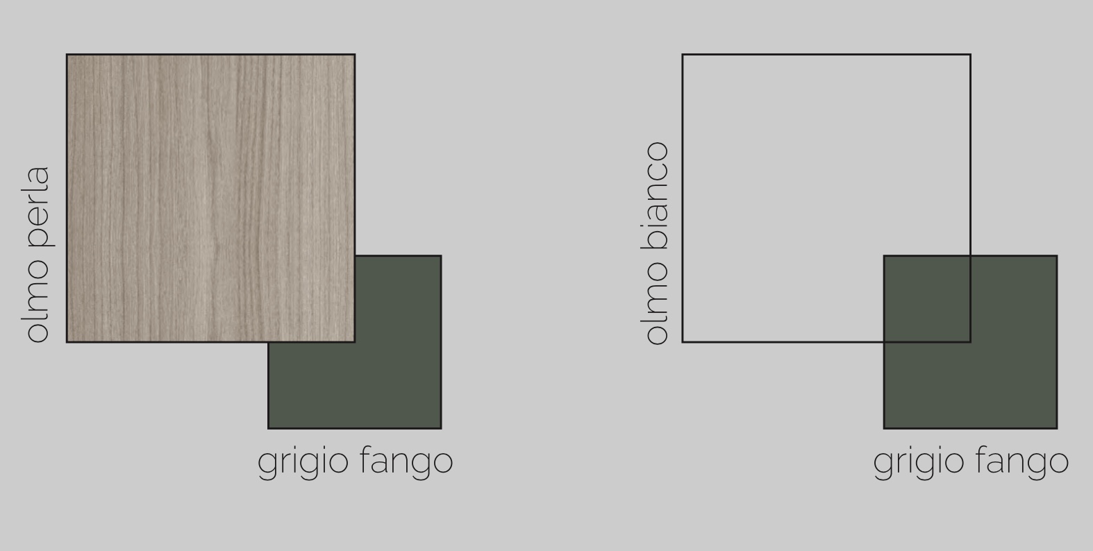 Comò moderno, Olmo Bianco con dettagli grigio fango, Made in Italy