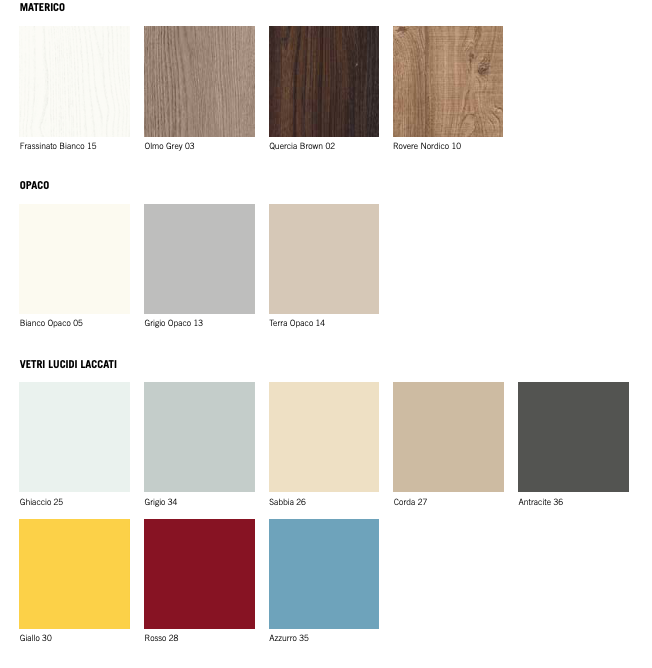 Armadio 6 ante battenti colorato, frontali in vetro e scocca Bianco lucido