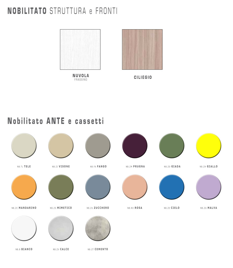 Letto con scrivanie ad estrazione e 2 cassettoni, Rosa e Frassino