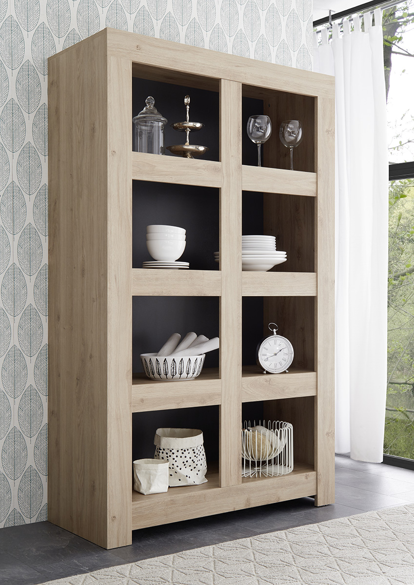 Libreria moderna, finitura Rovere Cadiz con 8 vani