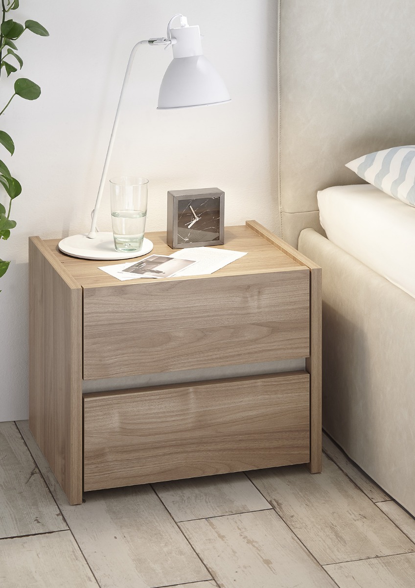 Camere matrimoniale moderna conveniente, finitura Noce Chiaro e Argilla