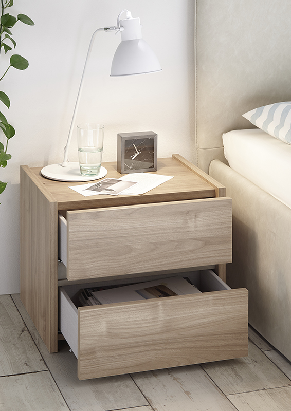 Camere matrimoniale moderna conveniente, finitura Noce Chiaro e Argilla