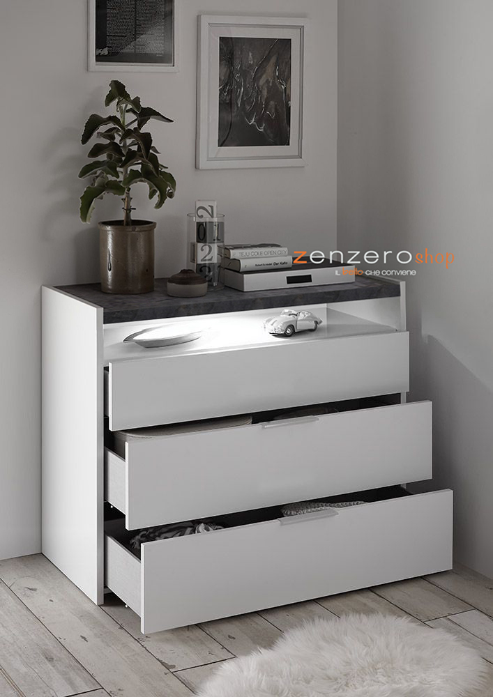 Camere matrimoniale con armadio Maxi L.275 H.248, Bianca Opaco e Ossido