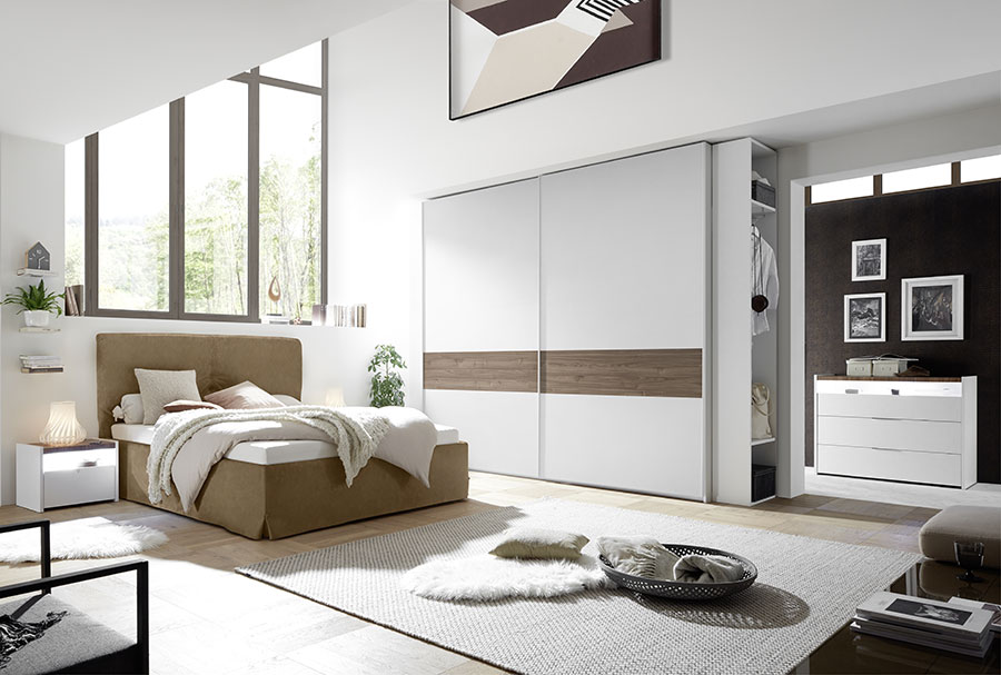 Camere matrimoniale con armadio Maxi Bianca Opaco e Noce Dark