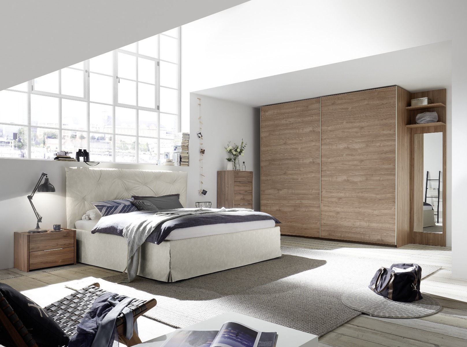 Armadio 2 ante scorrevoli scontato, tutto in finitura Noce Stelvio