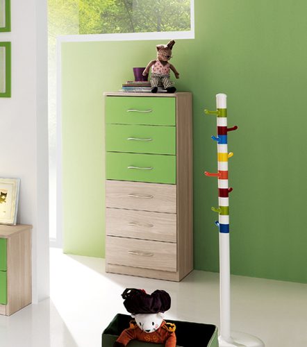 Settimino in legno, Design Moderno, Sei Cassetti