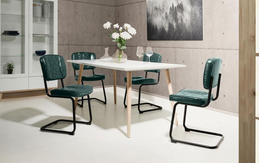 Tavolo in stile nordico in finitura Bianco e Quercia