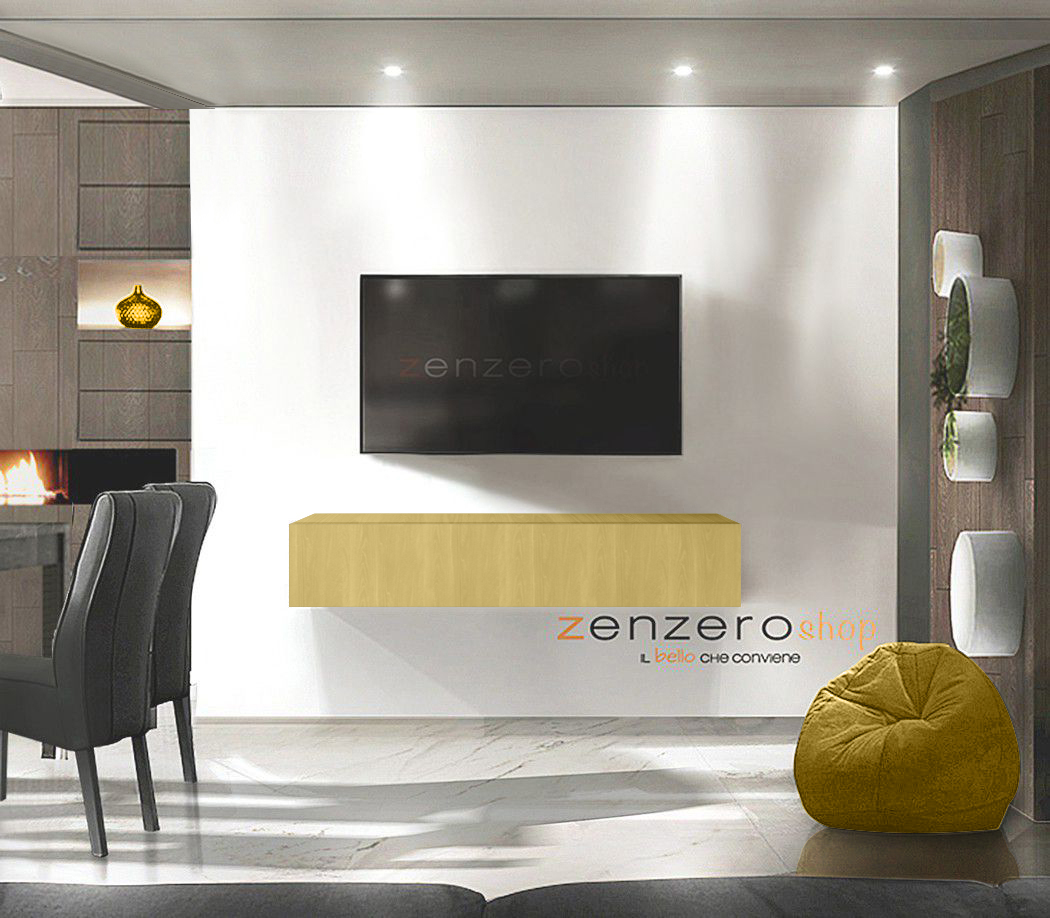 Mobiletto per televisore in finitura Noce Dark, anta a ribalta