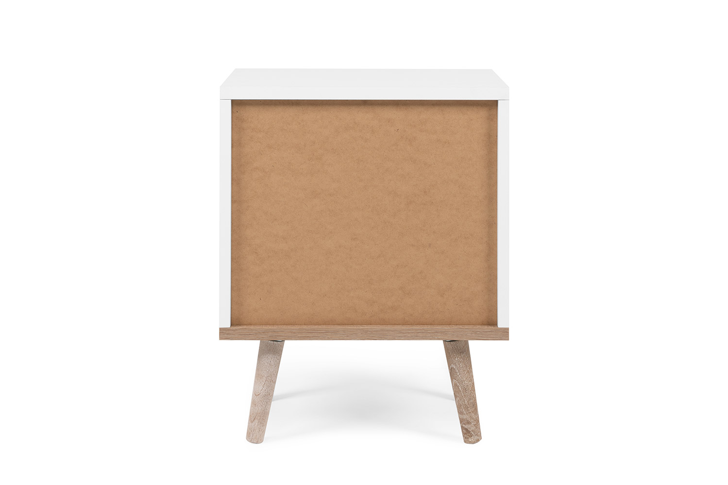 Coppia di Comodini in finitura bianco con piedi in legno