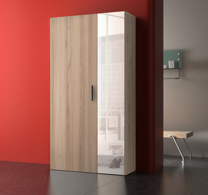 Scarpiera 2 ante con specchio, altezza 190 in finitura Pruno