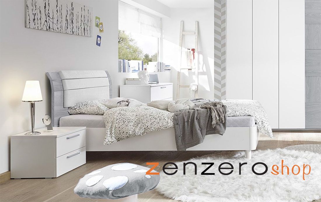 Conveniente Letto matrimoniale in legno grigio della collezione Like 