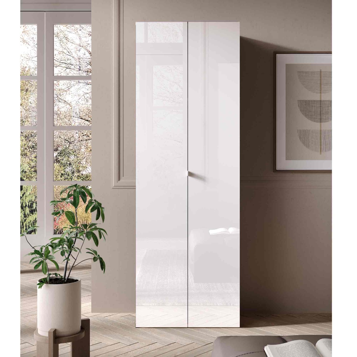 Armadio 2 ante e 3 ripiani H.180 cm, finitura Bianco 