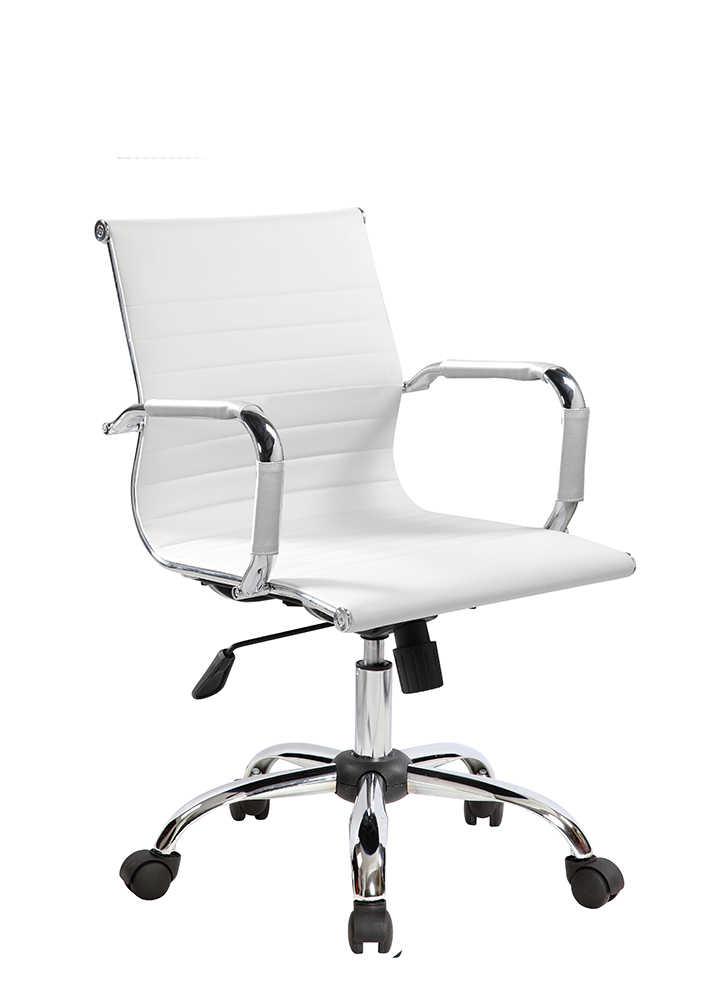 Poltrona direzionale con braccioli in PU, Bianca