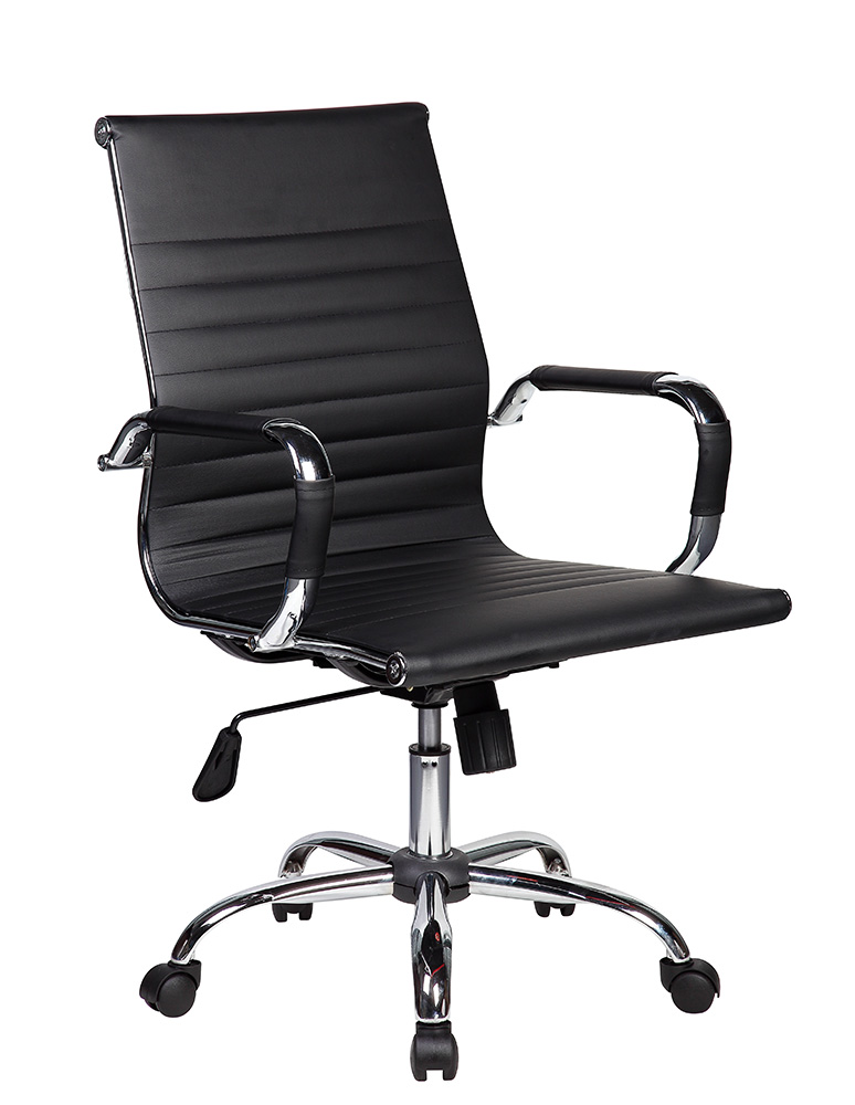 Poltrona direzionale con braccioli in PU, Nera