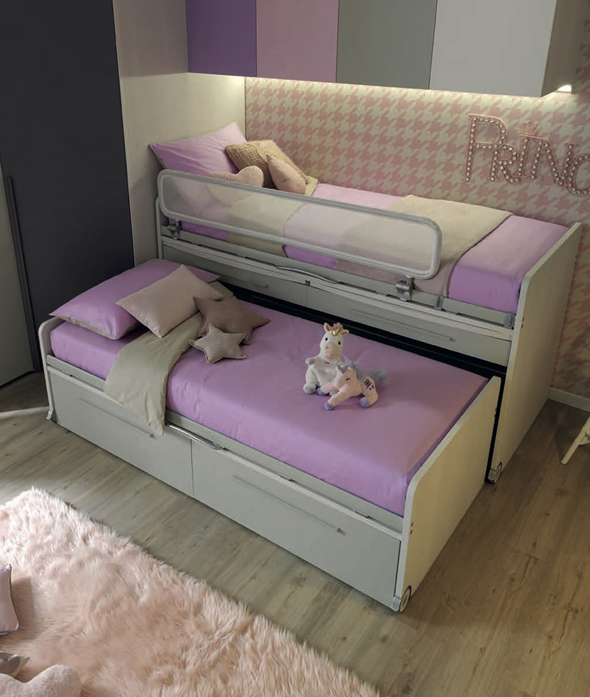 Letto multifunzionale Space con scrivania e cassetti Moretti Compact