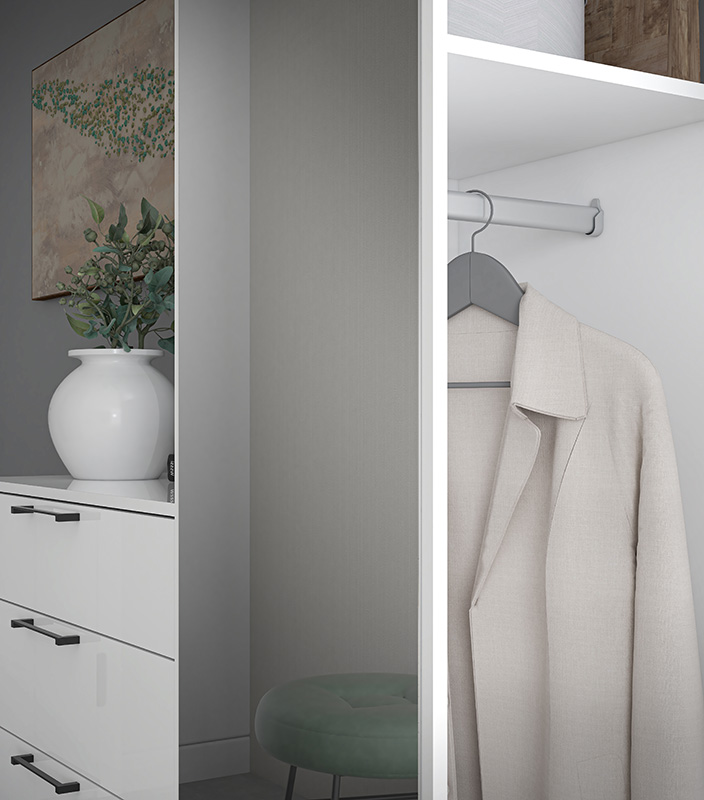 Mobile da ingresso moderno Bianco con specchio e cassetti