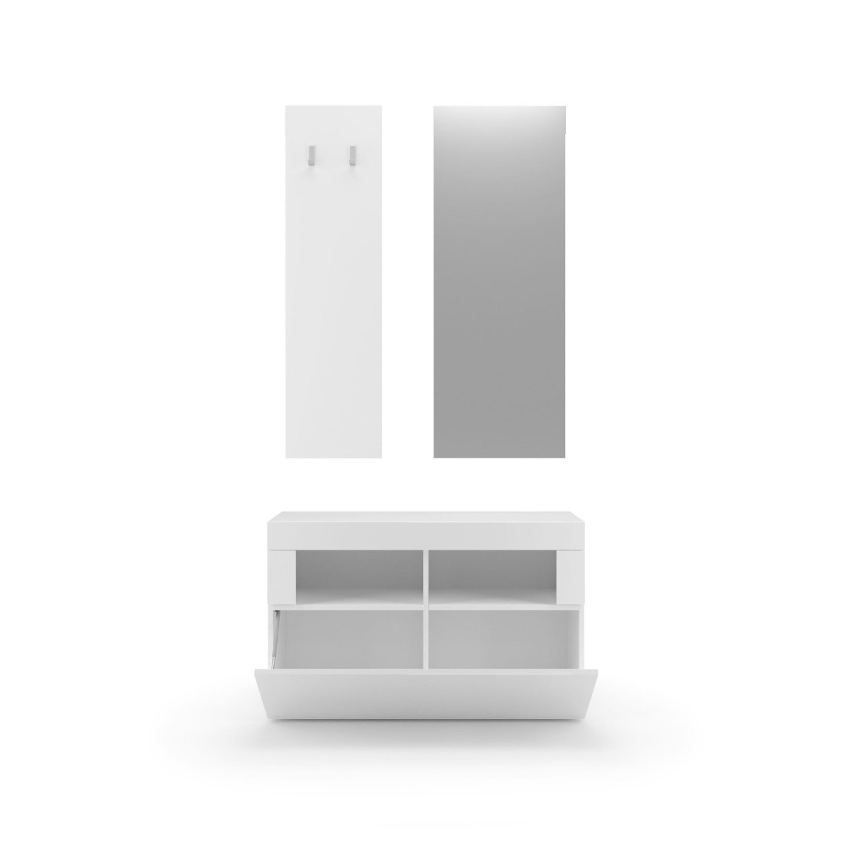 Innovativo Pannello appendiabiti da ingresso finitura Bianco lucido 