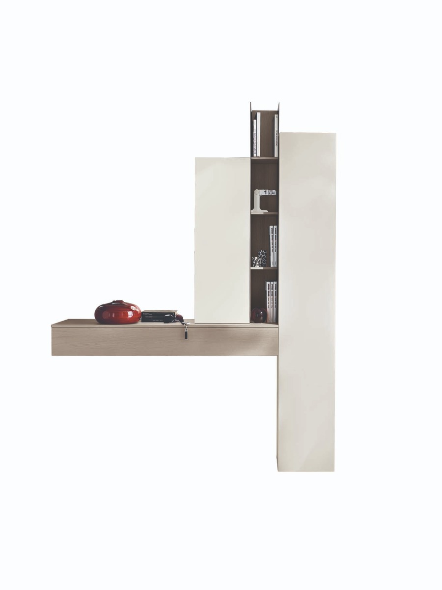 Ingresso laccato opaco madreperla e materico frassino oriente