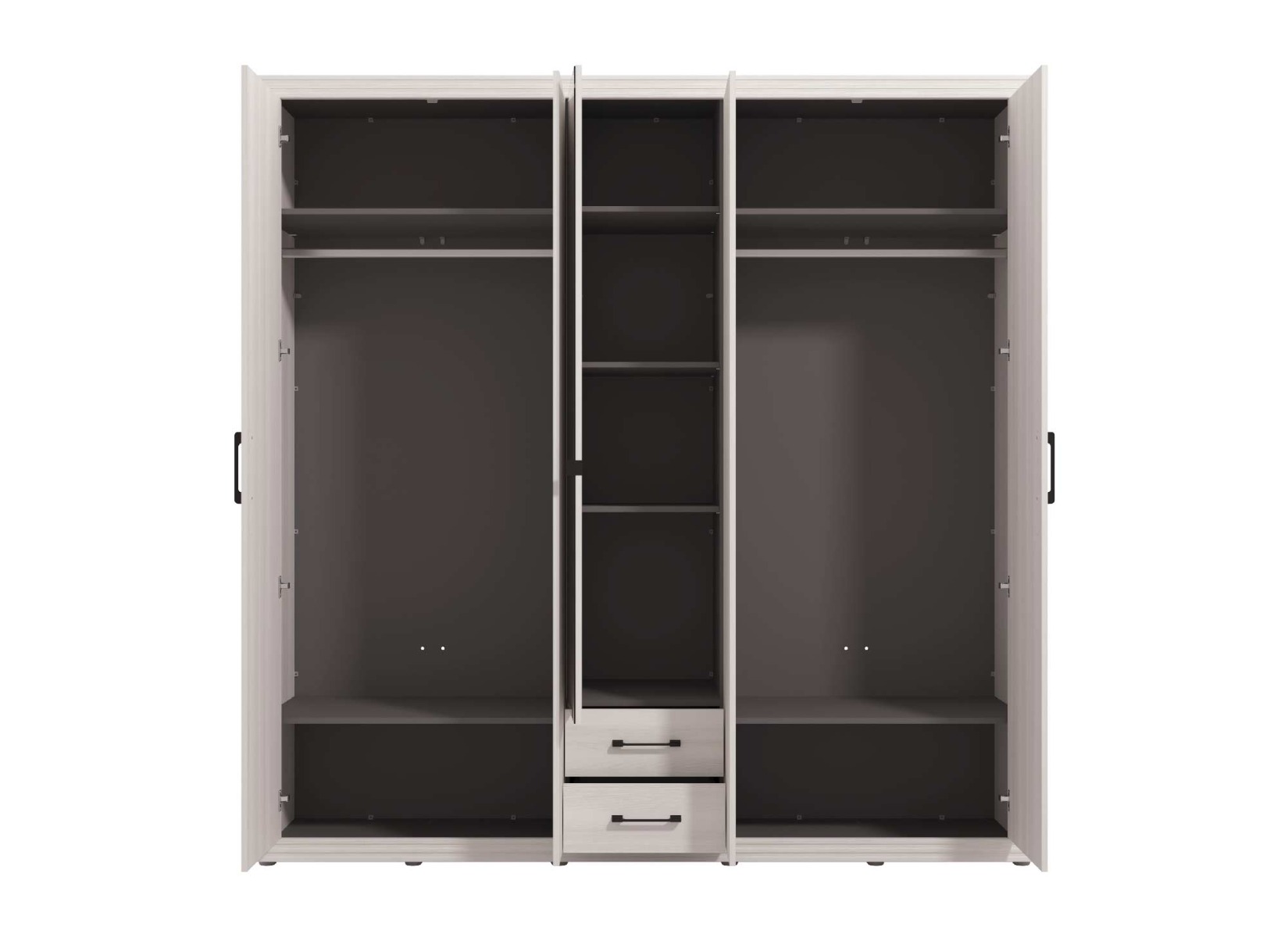 Nuovo Armadio di design battente, Bianco frassino con specchio centrale