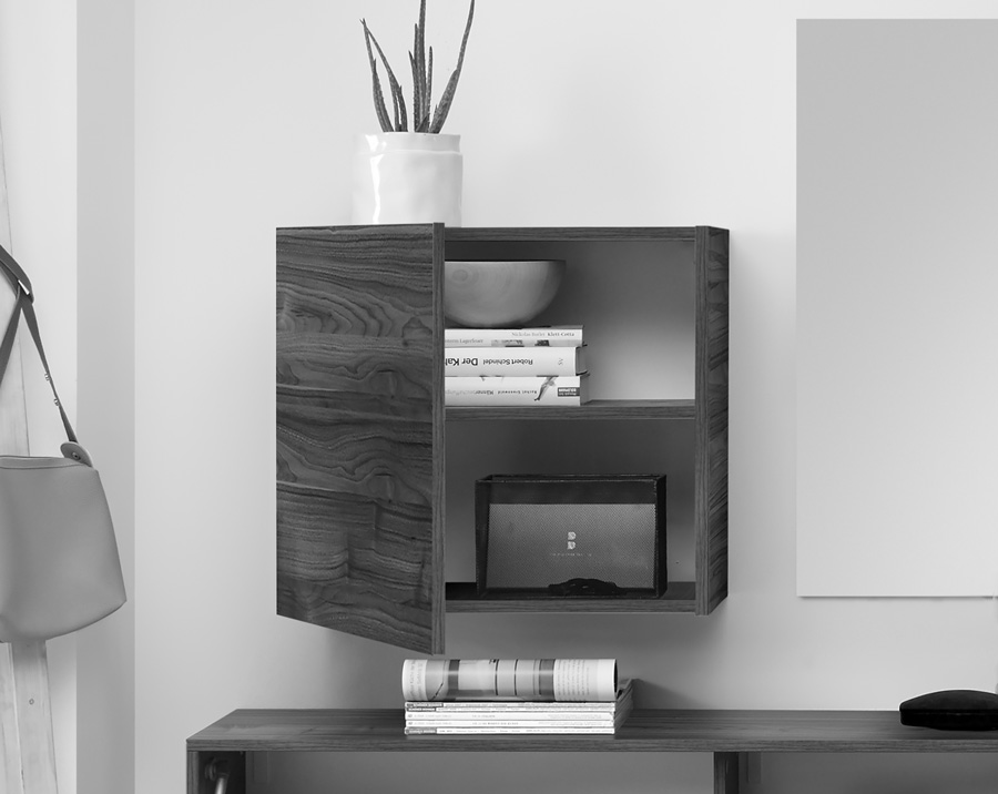 Mobile da ingresso con specchio, finitura ossido e beton