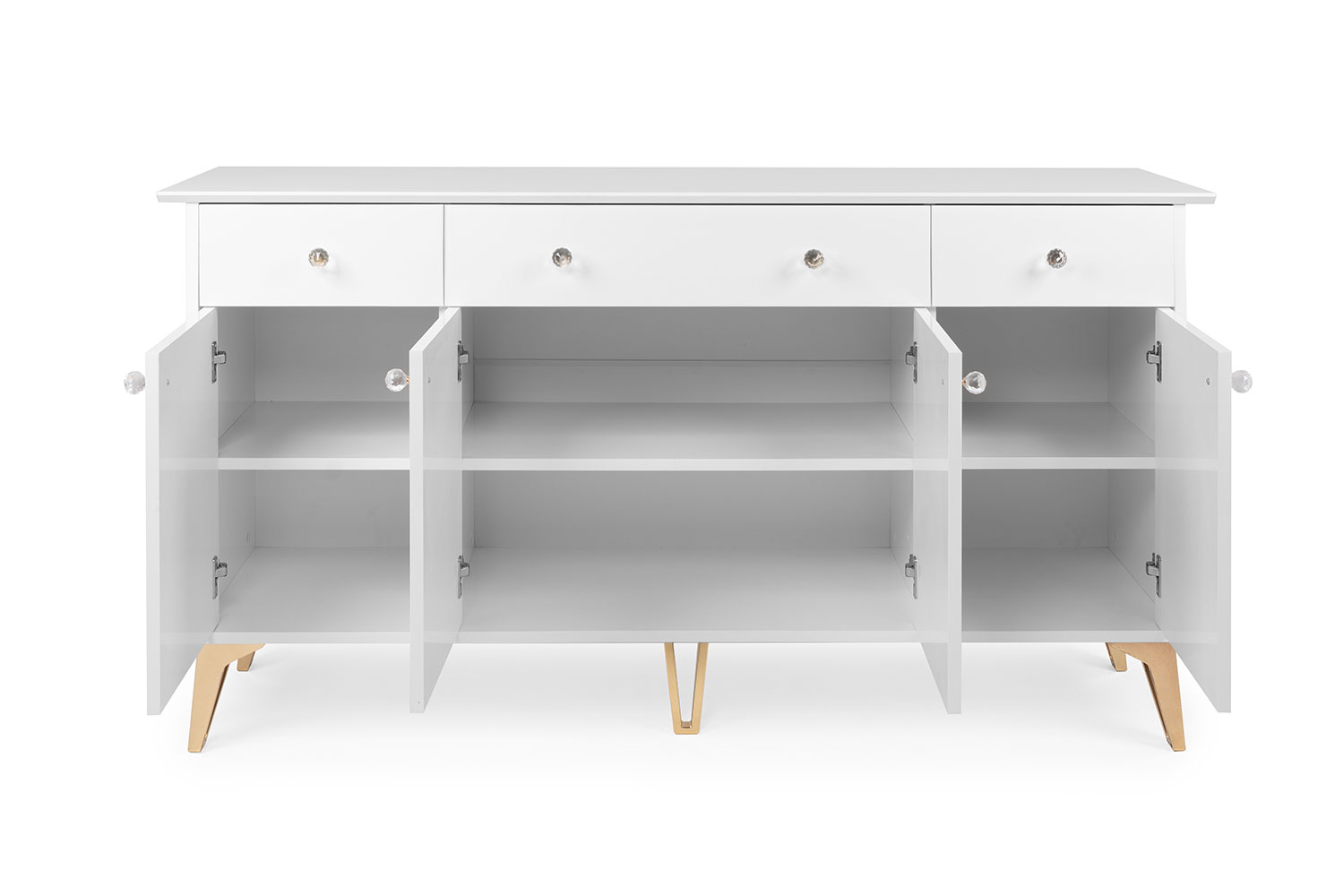 Soggiorno Oslo composto da 3 madie e un porta tv in finitura bianco e oro