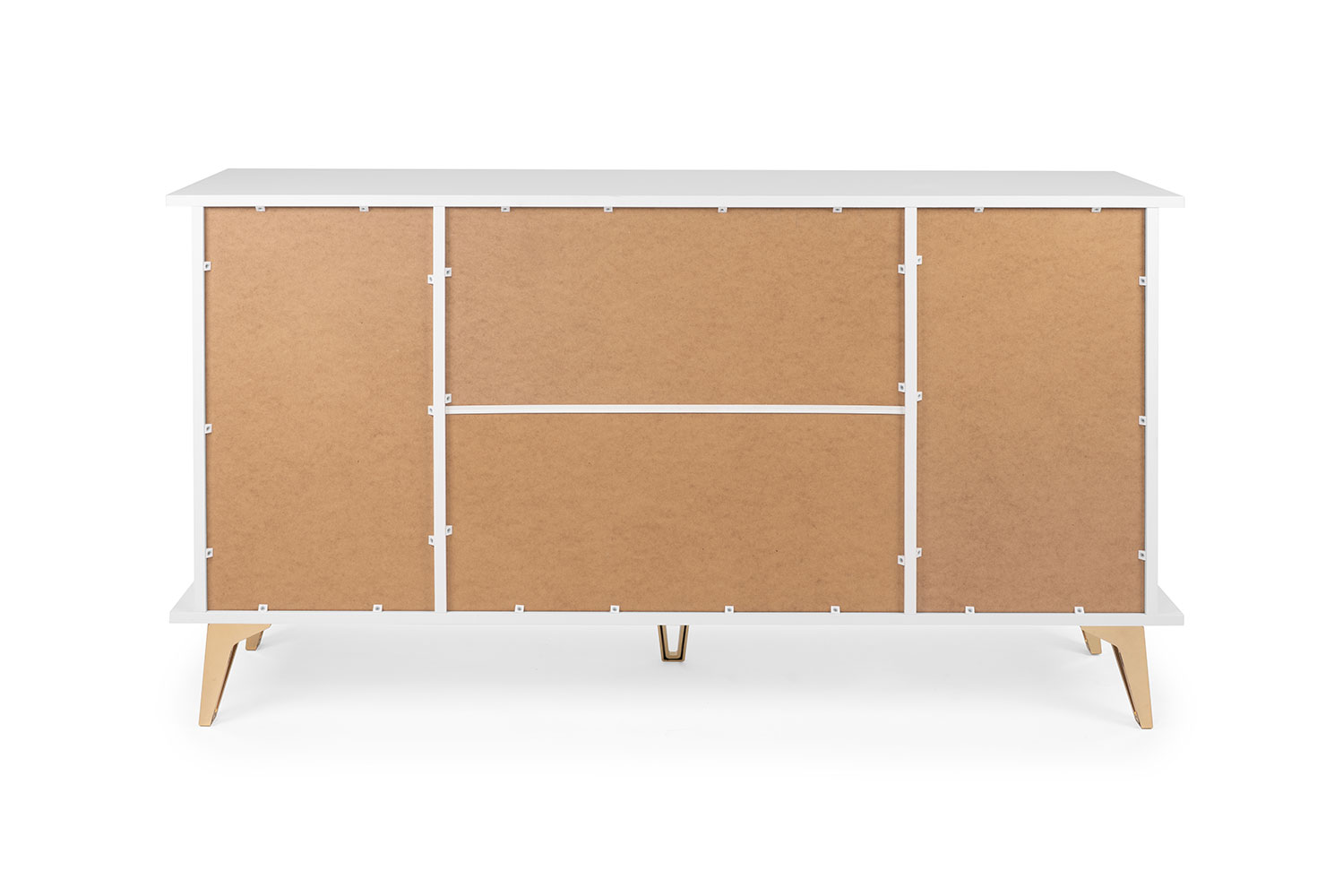 Madia Oslo con 4 ante e 4 cassetti in finitura bianco e oro