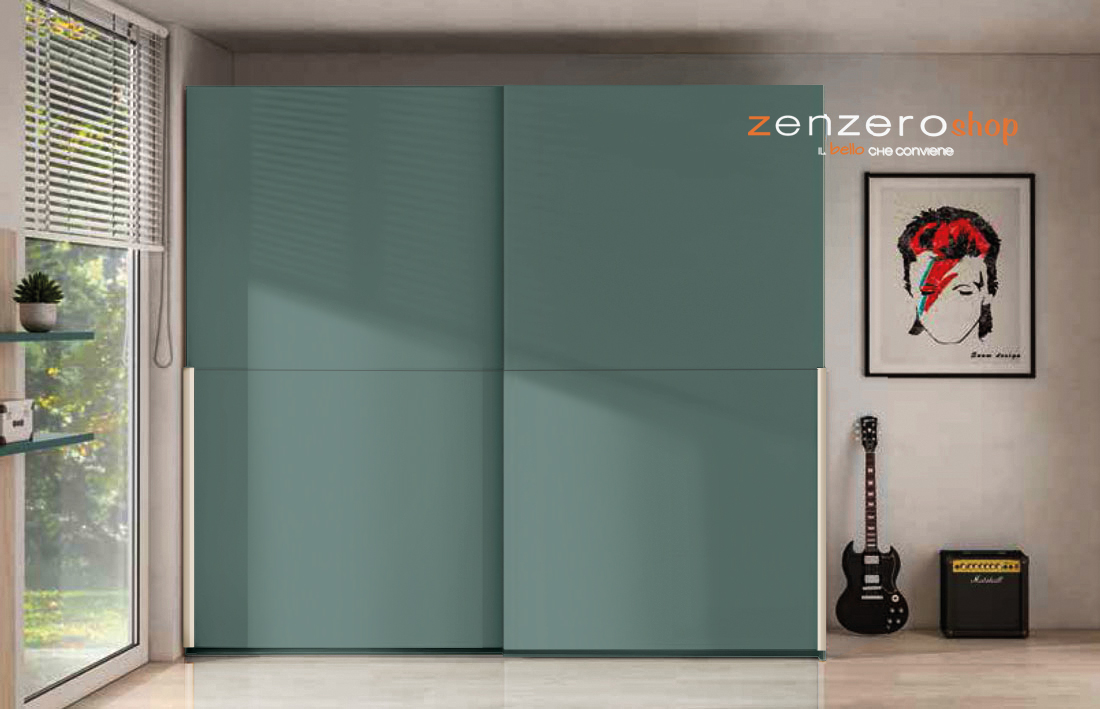 Armadio a 2 ante scorrevoli, finitura Verde Salvia Zenzero Shop