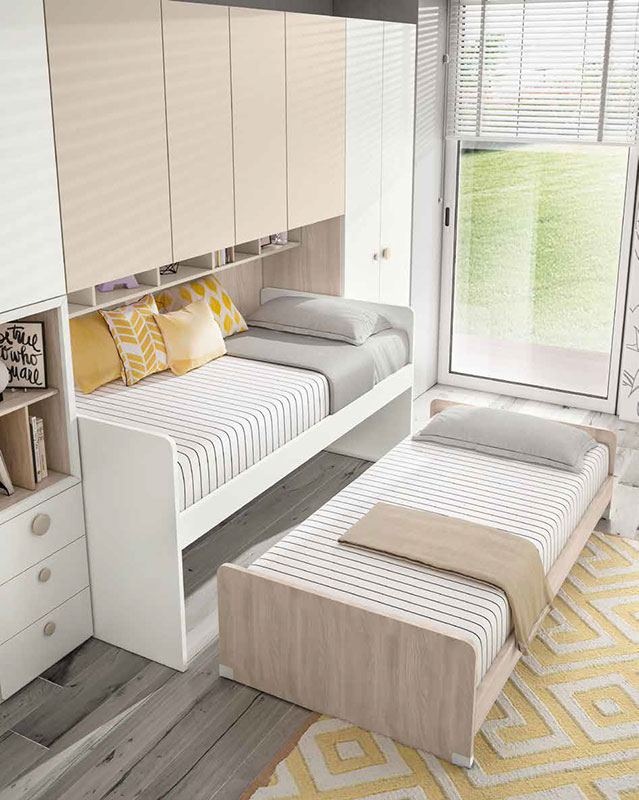 Camerette per bambini prezzi bassi, cameretta in finitura Bianco larice, Orzo e Bianco