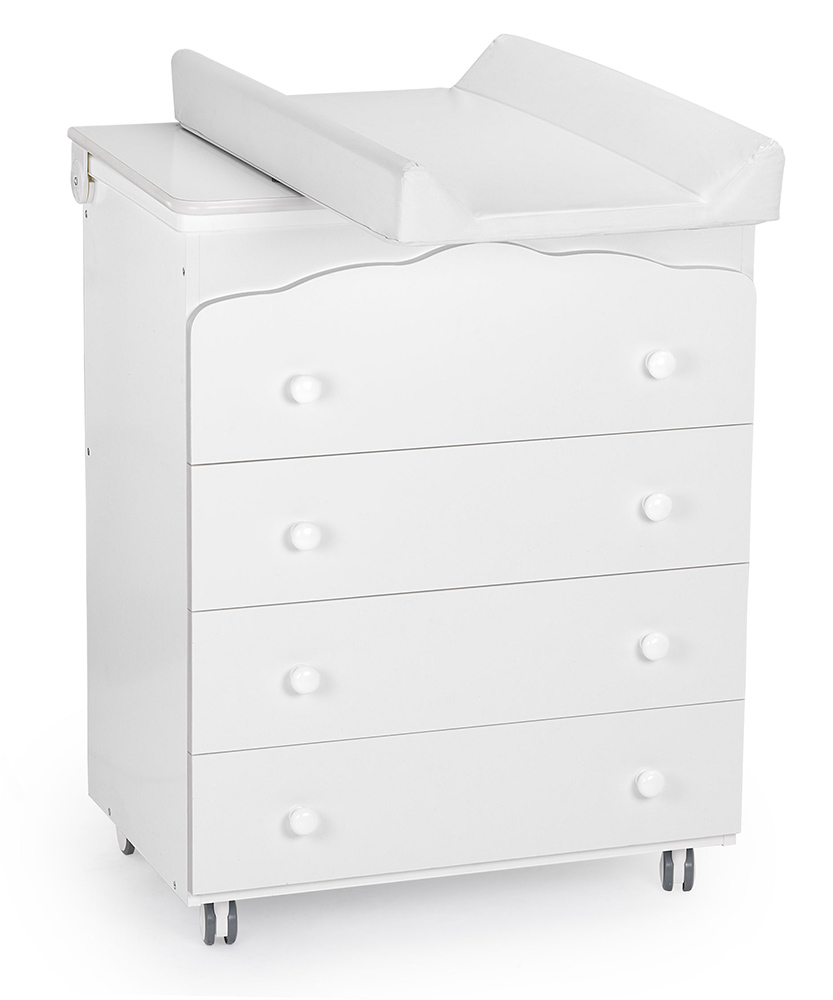 Culla Baloo con ruote, bianca con decori