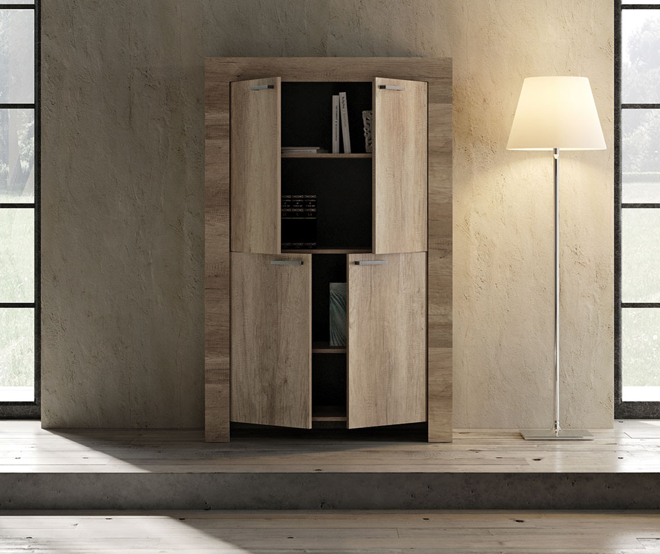 Madia contenitore 4 ante  stile shabby chic, noce