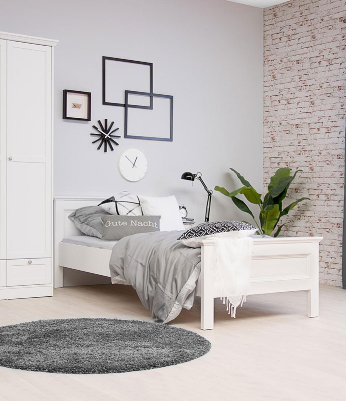 Letto singolo Milk per camerette in finitura Bianca, 90 x 200