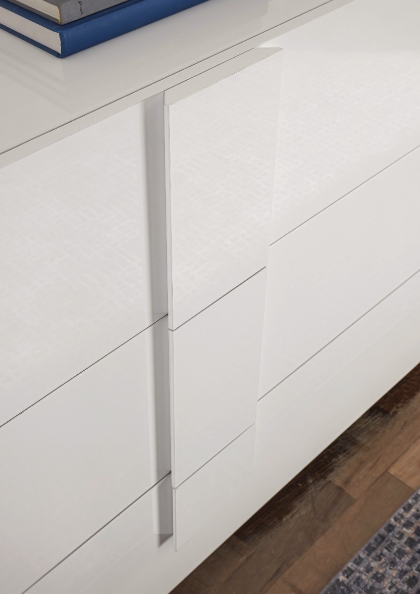 Credenza in offerta, 2 ante 3 cassetti in finitura Bianco laccato lucido