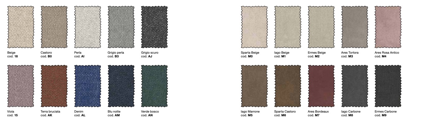 Letto con testata imbottita e giroletto in legno, Verde bosco e Noce biondo