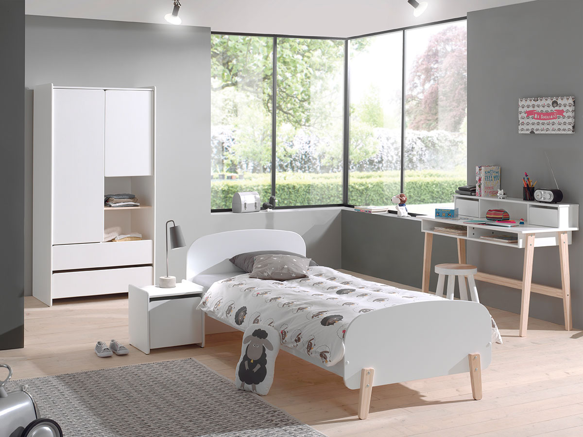 Lettino singolo stile nordico, disponibile in 4 colori