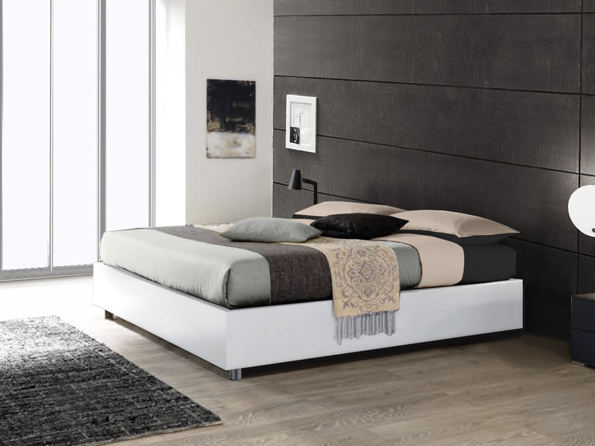 Letto sommier matrimoniale, finitura Bianco luce