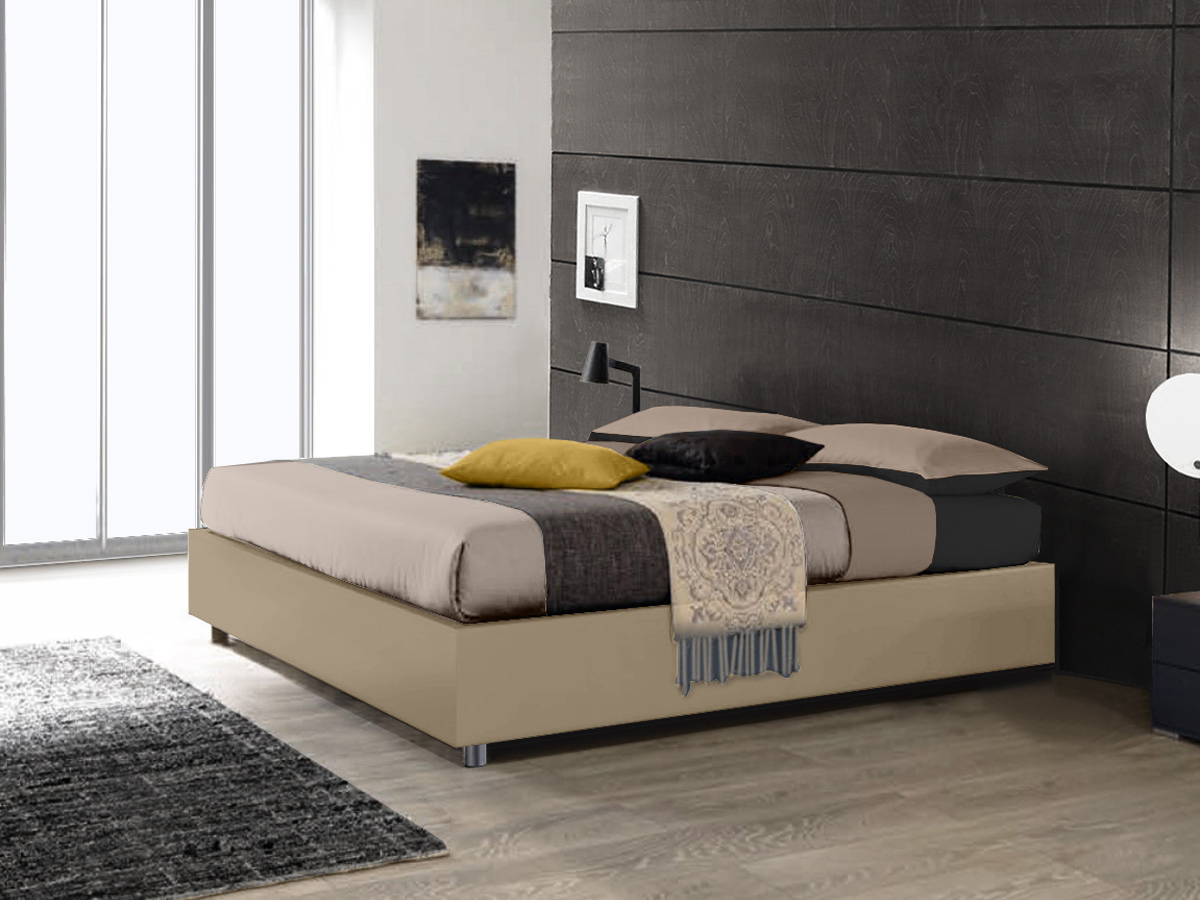 Letto matrimoniale sommier, finitura Nocciola