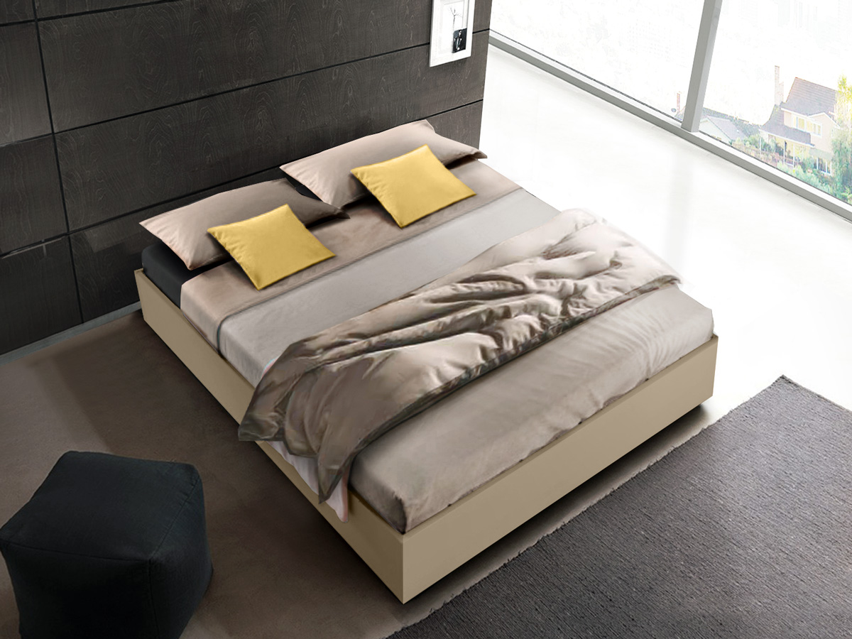 Letto matrimoniale sommier, finitura Nocciola