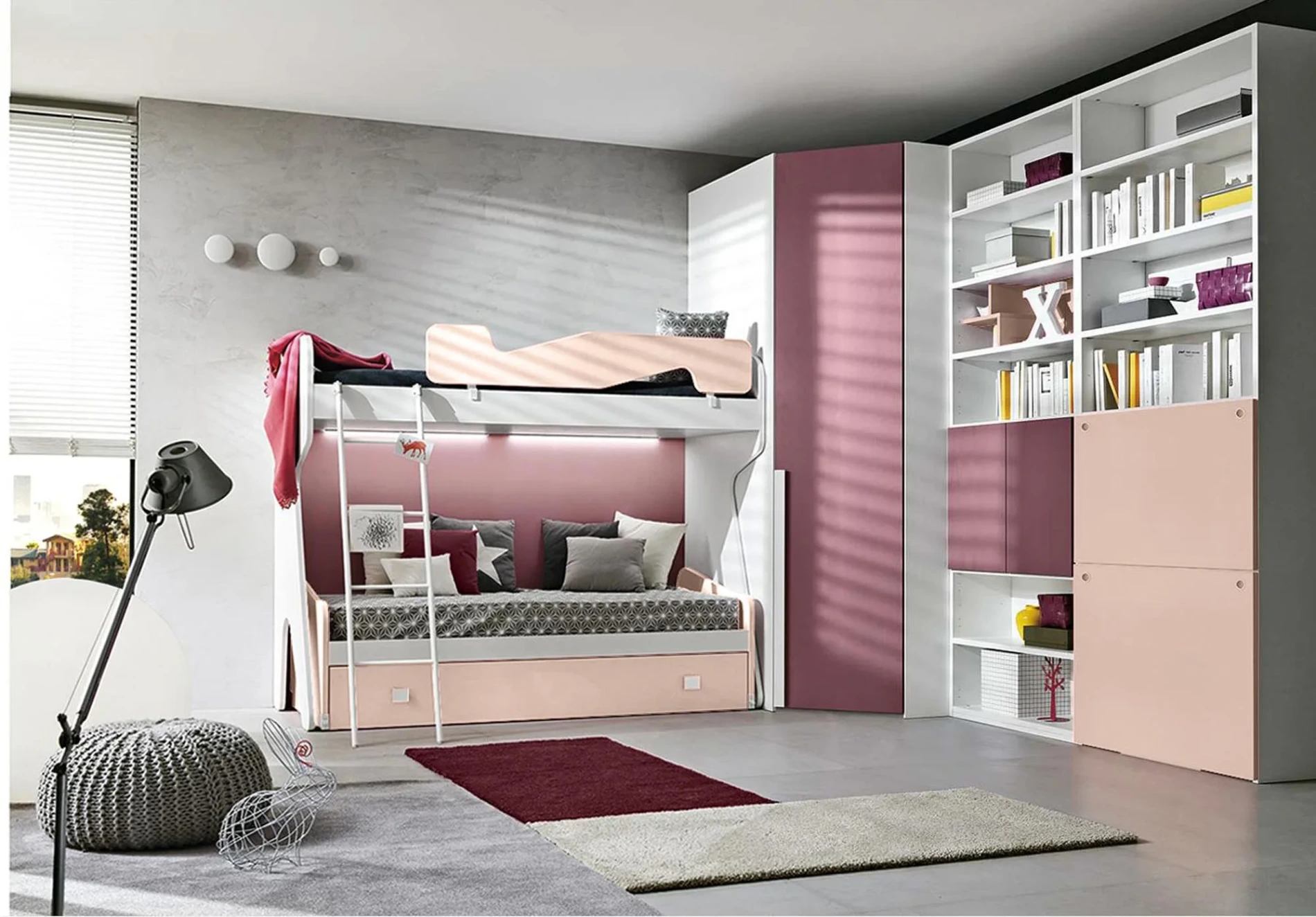 Letto castello Peonia e Bianco frassino, 3 posti letto